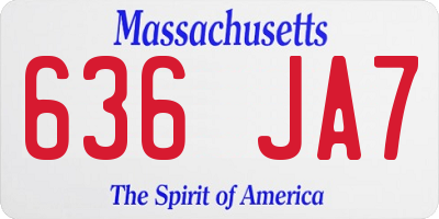 MA license plate 636JA7