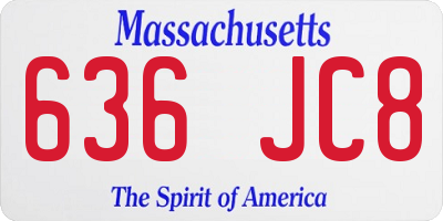 MA license plate 636JC8
