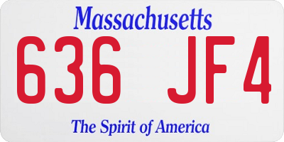 MA license plate 636JF4