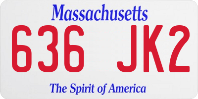 MA license plate 636JK2
