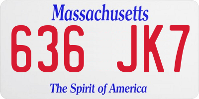 MA license plate 636JK7