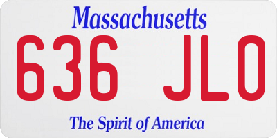 MA license plate 636JL0
