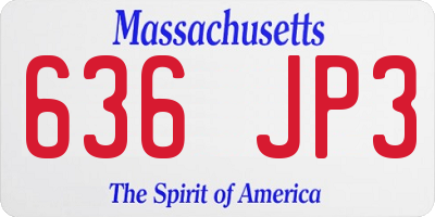 MA license plate 636JP3
