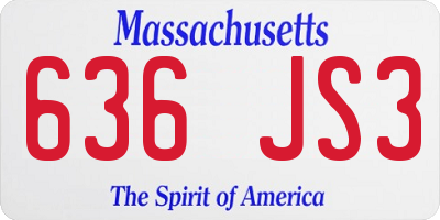 MA license plate 636JS3