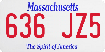MA license plate 636JZ5