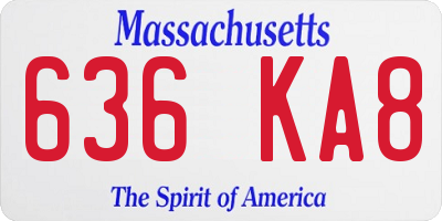 MA license plate 636KA8