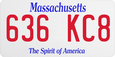 MA license plate 636KC8