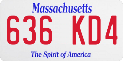 MA license plate 636KD4