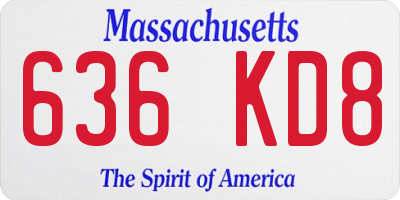 MA license plate 636KD8