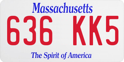 MA license plate 636KK5