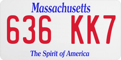 MA license plate 636KK7