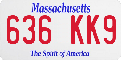 MA license plate 636KK9
