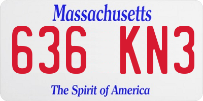 MA license plate 636KN3