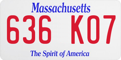 MA license plate 636KO7