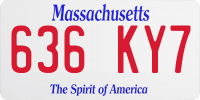 MA license plate 636KY7