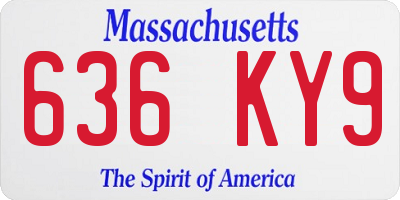 MA license plate 636KY9