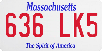 MA license plate 636LK5