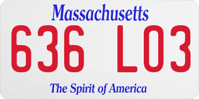 MA license plate 636LO3