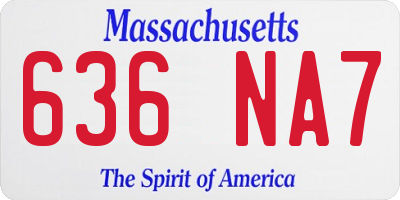 MA license plate 636NA7