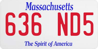 MA license plate 636ND5