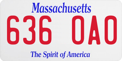 MA license plate 636OA0