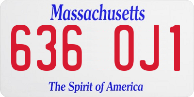 MA license plate 636OJ1