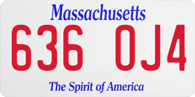 MA license plate 636OJ4