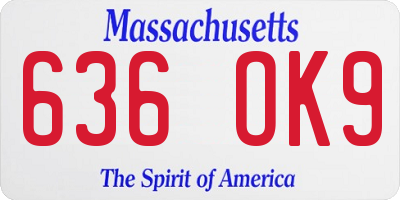 MA license plate 636OK9