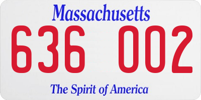MA license plate 636OO2