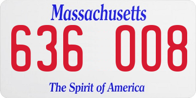 MA license plate 636OO8