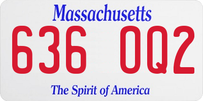 MA license plate 636OQ2