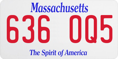 MA license plate 636OQ5