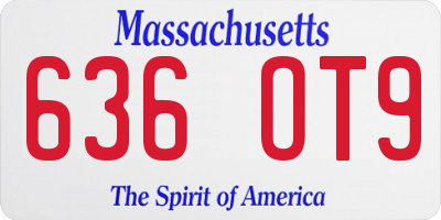 MA license plate 636OT9