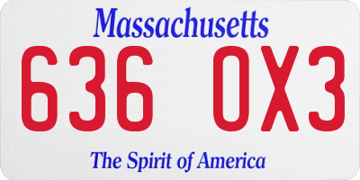MA license plate 636OX3