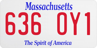 MA license plate 636OY1