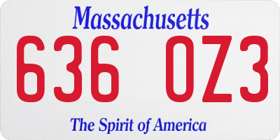 MA license plate 636OZ3