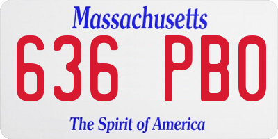 MA license plate 636PB0