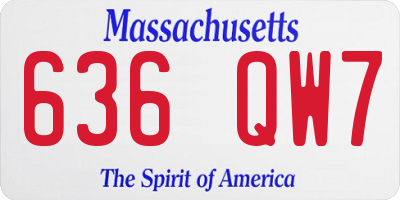 MA license plate 636QW7