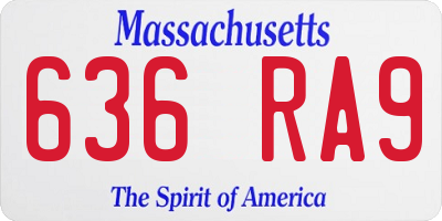 MA license plate 636RA9