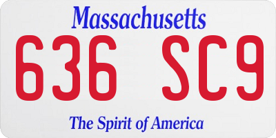 MA license plate 636SC9