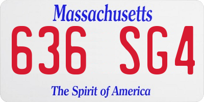 MA license plate 636SG4