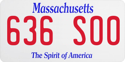MA license plate 636SO0