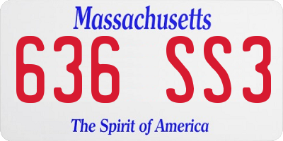 MA license plate 636SS3