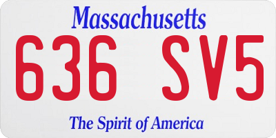 MA license plate 636SV5