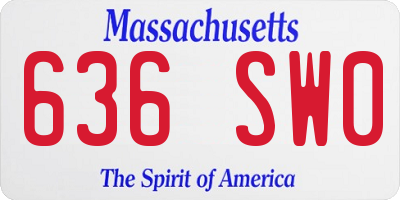 MA license plate 636SW0