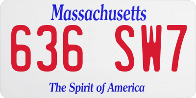 MA license plate 636SW7