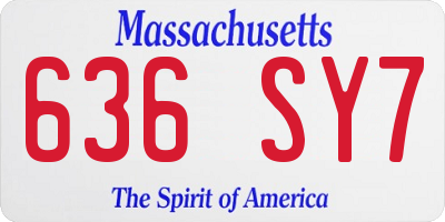 MA license plate 636SY7