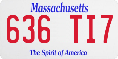 MA license plate 636TI7