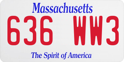 MA license plate 636WW3