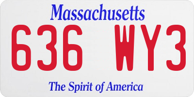 MA license plate 636WY3
